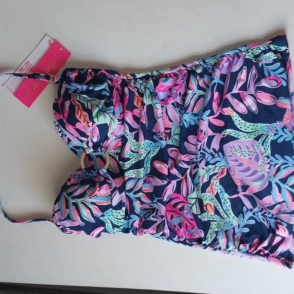 LILLY PULITIZER TANKIN TOP Swim Oyster Bay  YOU'VE BEEN SPOTTED Size Small - Picture 1 of 9